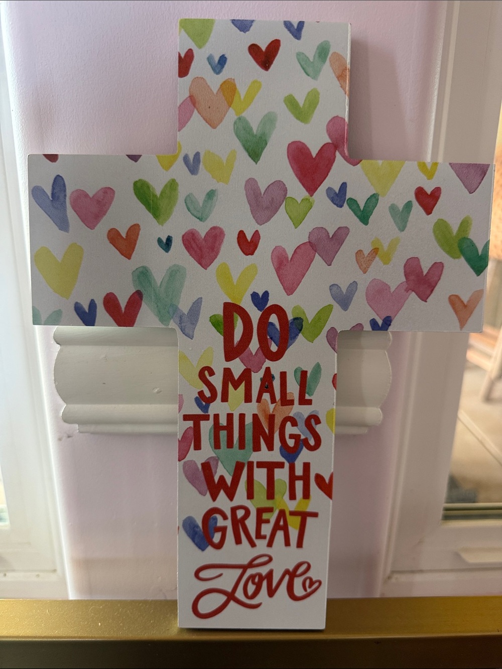 “Do Small Things With Great Love” Hearts Cross Wall Decor College Dorm Nursery